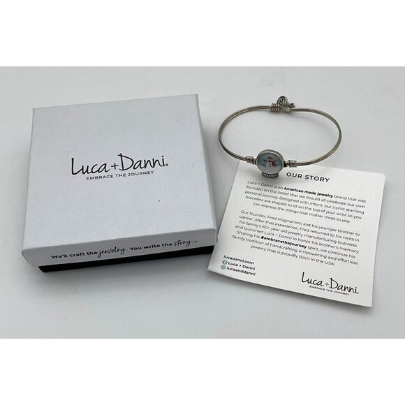 Luca + Danni Snow Globe Handmade Bangle Bracelet Silver Tone NEW in Box - Picture 1 of 7